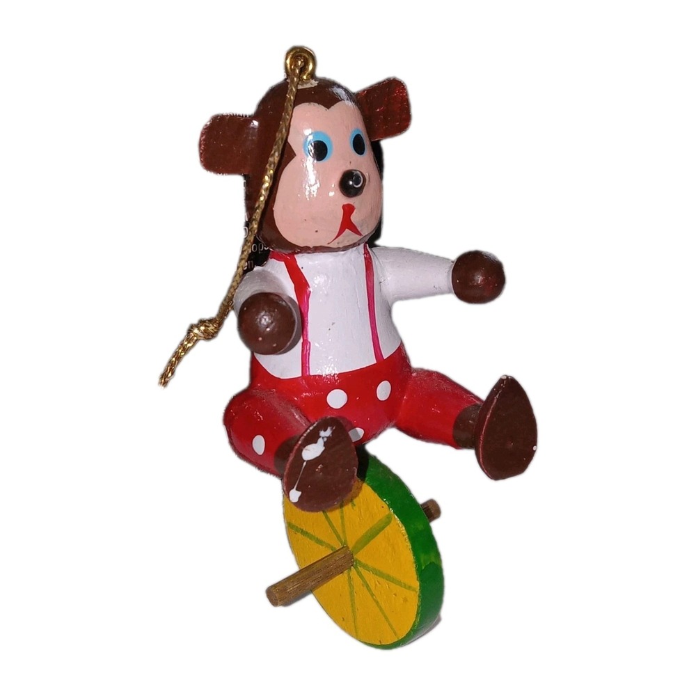 Wooden CHRISTMAS TREE ORNAMENT VINTAGE CIRCUS‎ ANIMAL BEAR